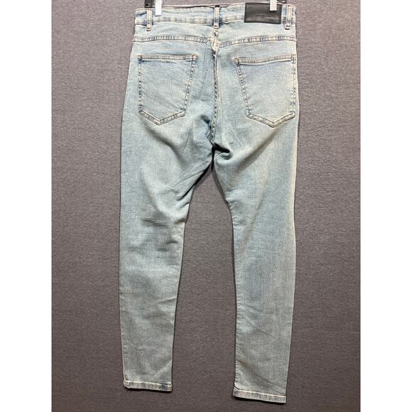 ZARA Mens 'Skinny Washed' Faded Denim Jeans Stretch Light Blue Size 32 - Picture 3 of 11